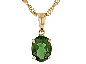 Green Moldavite 18k Yellow Gold Over Sterling Silver Pendant With Chain 0.78ct