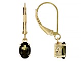 Green Moldavite 18k Yellow Gold Over Sterling Silver Dangle Earrings 1.05ctw