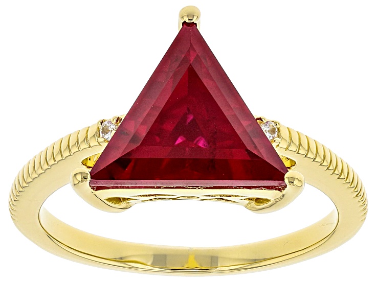 Lab Created Ruby 18k Yellow Gold Over Sterling Silver Ring 3.51ctw ...