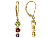 Multi Gem 18k Yellow Gold Over Sterling Silver Dangle Earrings 2.00ctw