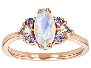 Rainbow Moonstone 18k Rose Gold Over Sterling Silver Ring 1.44ctw