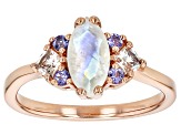 Rainbow Moonstone 18k Rose Gold Over Sterling Silver Ring 1.44ctw