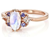 Rainbow Moonstone 18k Rose Gold Over Sterling Silver Ring 1.44ctw