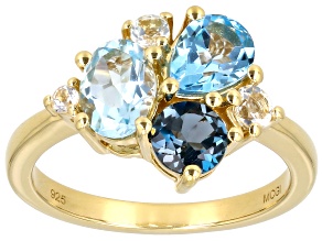 Sky Blue Topaz 18k Yellow Gold Over Sterling Silver Ring 2.17ctw