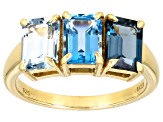 London Blue Topaz 18k Yellow Gold Over Sterling Silver Ring 3.18ctw