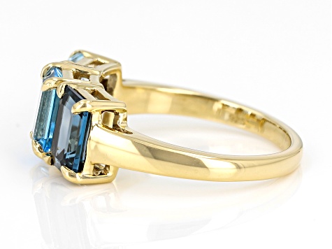 London Blue Topaz 18k Yellow Gold Over Sterling Silver Ring 3.18ctw