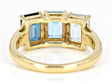 London Blue Topaz 18k Yellow Gold Over Sterling Silver Ring 3.18ctw