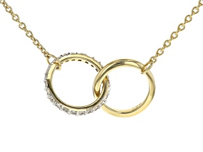 White Zircon 18k Yellow Gold Over Silver Double Ring Necklace 0.18ctw