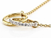 White Zircon 18k Yellow Gold Over Silver Double Ring Necklace 0.18ctw
