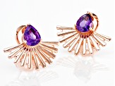 Purple African Amethyst 18k Rose Gold Over Sterling Silver Clip-On Earrings 2.80ctw