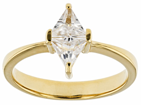 White Zircon 18k Yellow Gold Over Sterling Silver Ring 1.00ct