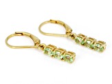 Green Tsavorite 18k Yellow Gold Over Sterling Silver 3-Stone Dangle Earrings 0.97ctw