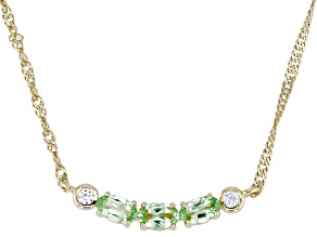 Green Tsavorite 18k Yellow Gold Over Sterling Silver 16" 3-Stone Necklace 0.74ctw