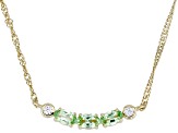 Green Tsavorite 18k Yellow Gold Over Sterling Silver 16" 3-Stone Necklace 0.74ctw