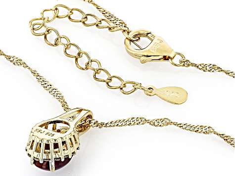 Star Ruby And White Zircon 18k Yellow Gold Over Sterling Silver Pendant With Chain