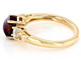 Indian Star Ruby 18k Yellow Gold Over Sterling Silver 3-Stone Ring