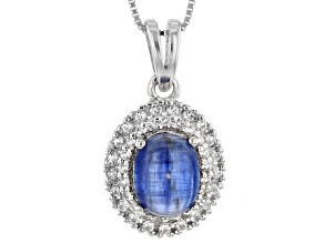 Blue Nepalese Kyanite And White Topaz Sterling Silver Pendant With Chain 2.48ctw