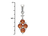 Orange Mandarin Garnet Sterling Silver Pendant With Chain 1.17ctw
