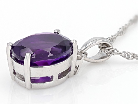 Purple Amethyst Rhodium Over Sterling Silver Pendant With Chain 3.64ctw