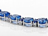 Blue Lab Created Spinel Rhodium Over Sterling Silver Bracelet 42.71ctw