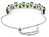 Green Chrome Diopside Rhodium Over Sterling Silver Sliding Adjustable Bracelet 8.57ctw