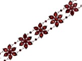 Red Vermelho Garnet(TM) Rhodium Over Sterling Silver Floral Bracelet 27.58ctw
