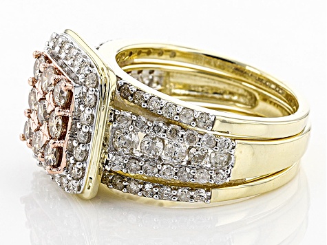 Champagne And White Diamond 10k Yellow Gold Ring 2.00ctw