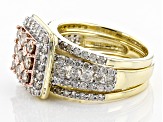 Champagne And White Diamond 10k Yellow Gold Ring 2.00ctw