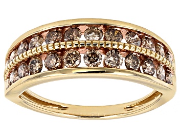 Picture of Champagne Diamond 14k Yellow Gold Band Ring 1.00ctw