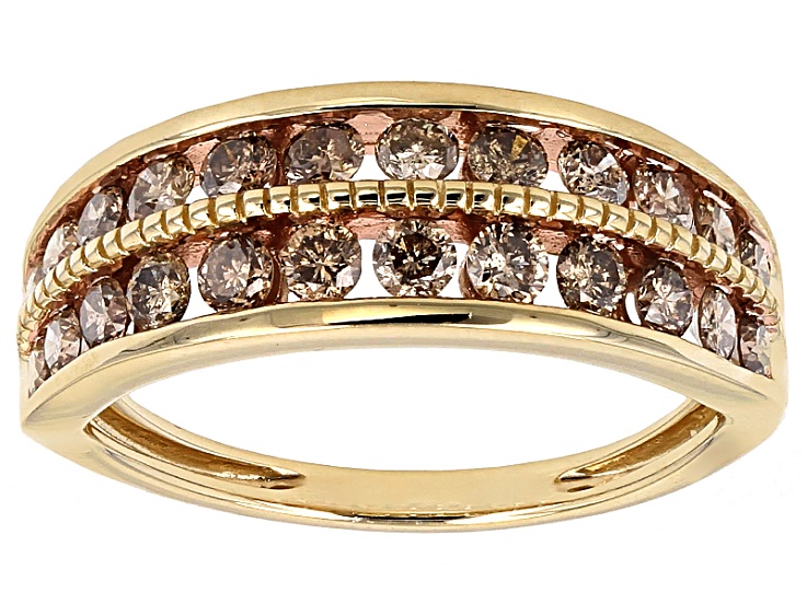 Champagne Diamond 14k Yellow Gold Band Ring 1.00ctw - RGD037 | JTV.com