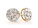 Diamond 10k Yellow Gold Cluster Earrings 1.00ctw