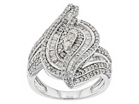 White Diamond 10k White Gold Ring 1.25ctw