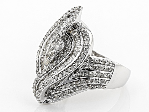 White Diamond 10k White Gold Ring 1.25ctw