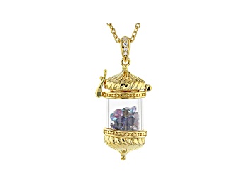 Picture of Multi Color Multi Gemstone 18k Yellow Gold Over Sterling Silver Pendant With Chain 4.98ctw