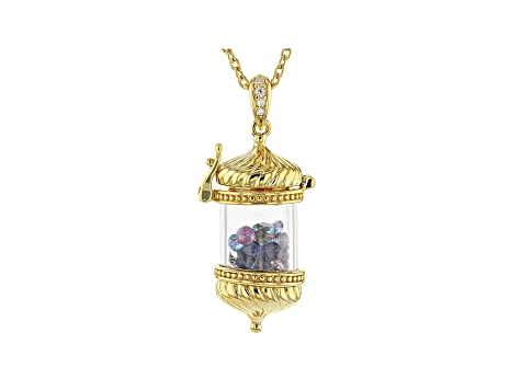 Multi Color Multi Gemstone 18k Yellow Gold Over Sterling Silver Pendant With Chain 4.98ctw