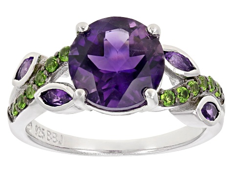 Purple African Amethyst Rhodium Over Sterling Silver Ring 2.49ctw