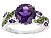 Purple African Amethyst Rhodium Over Sterling Silver Ring 2.49ctw