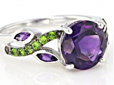 Purple African Amethyst Rhodium Over Sterling Silver Ring 2.49ctw
