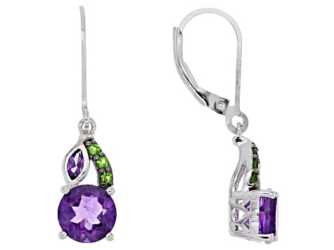 Purple African Amethyst Rhodium Over Silver Dangle Earrings 2.15ctw