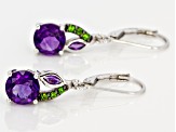 Purple African Amethyst Rhodium Over Silver Dangle Earrings 2.15ctw