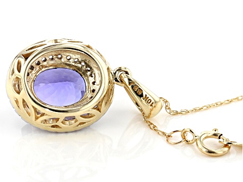 Blue Tanzanite 10k Yellow Gold Pendant With Chain 1.83ctw