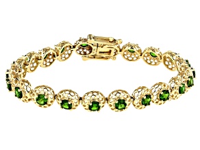 Green Russian Chrome Diopside 10k Yellow Gold Bracelet 5.12ctw