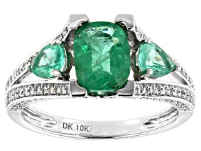 Green Ethiopian Emerald Rhodium Over 10k White Gold Ring 2.47ctw