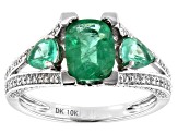 Green Ethiopian Emerald Rhodium Over 10k White Gold Ring 2.47ctw