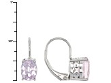 Pink Kunzite Rhodium Over Sterling Silver Earrings 2.95ctw