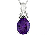 Purple Amethyst Sterling Silver Pendant With Chain 1.85ct