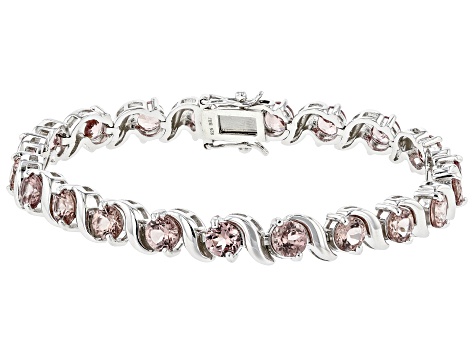 Pink Garnet Rhodium Over Sterling Silver Bracelet 10.71ctw