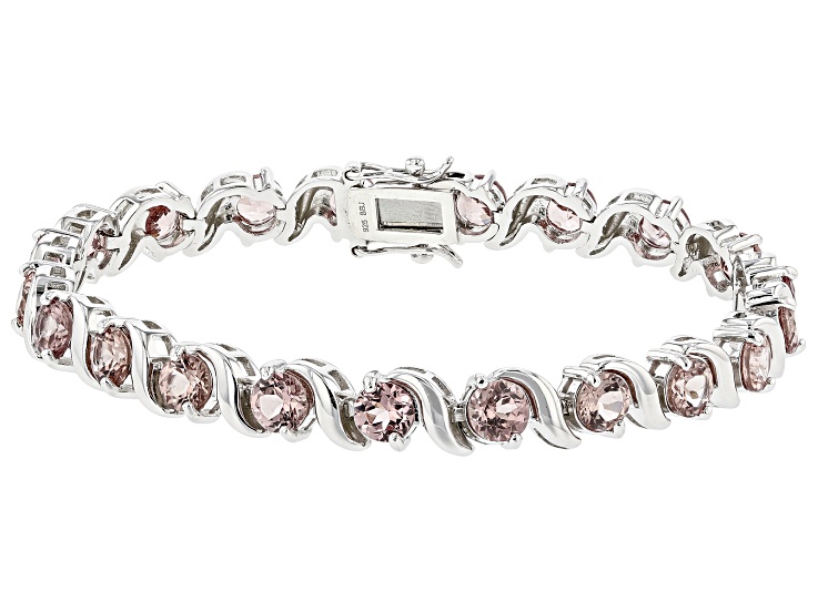 Pink Garnet Rhodium Over Sterling Silver Bracelet 10.71ctw