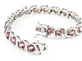 Pink Garnet Rhodium Over Sterling Silver Bracelet 10.71ctw