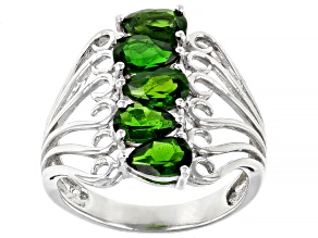 Green Chrome Diopside Rhodium Over Sterling Silver Ring 1.91ctw